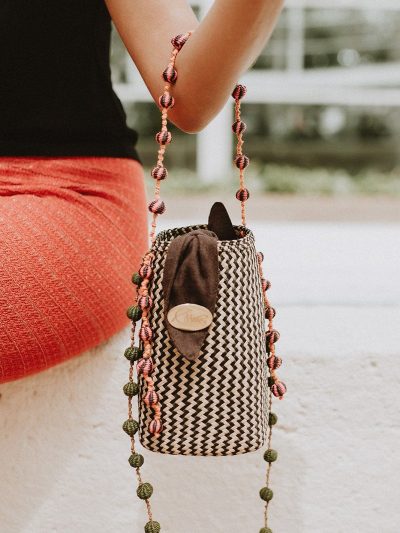 MICO | Bolso Cesta marron de mano con bandolera |  Palma de Iraca