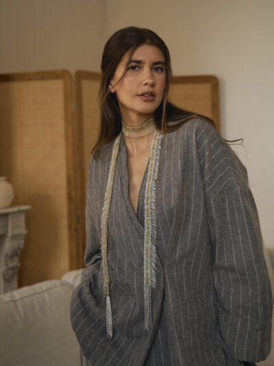 BRILLO MINI | Choker plateado delgado de abalorios