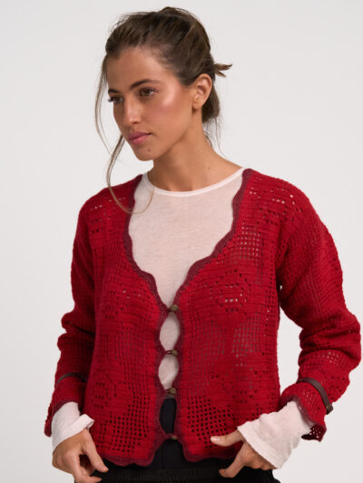 STELLA FRESA  | Chaquetilla cardigán crochet rojo