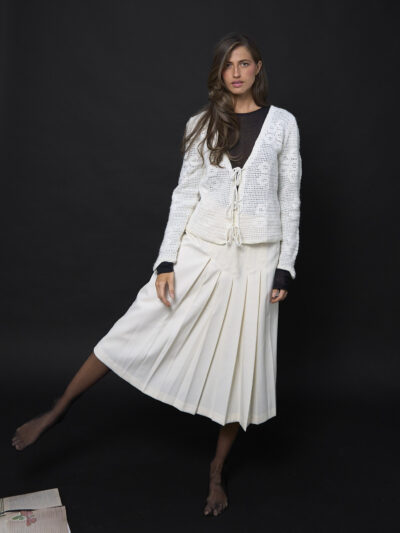 BLANCO | Chaquetilla cardigan crochet blanco roto