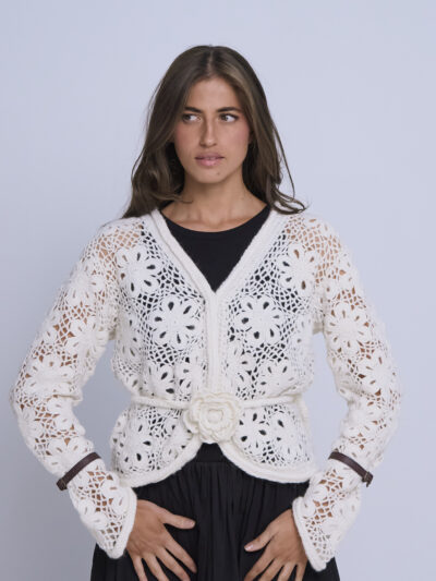 JUANA NIEVE | Chaquetilla cardigán crochet blanco